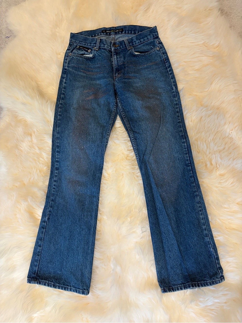 Vintage Y2K 2002 DKNY Jeans Sparkle Glitter Bootcut Flare Size 6